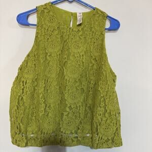 NWOT Anthropologie DOLAN Women’s Top LARGE Floral Lace Green Sleeveless Lined
